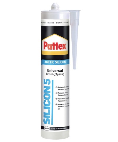 Ferramenta1.com | Pattex silicon 5 universale bianco 280 ml cartuc - PZ 25