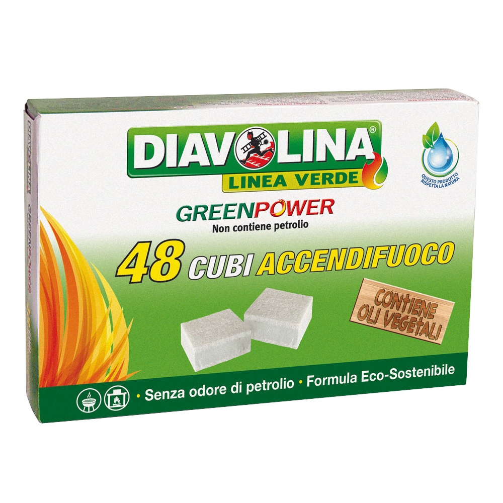 Accendifuoco Diavolina Green Power  48 Cubi Art 15335 - 24 Pz
