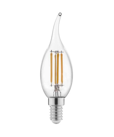 Ferramenta1.com | Led fiamma 4,0w e14  470 lm 2700k filam trasp - PZ 10