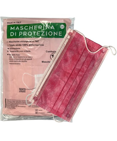 Ferramenta1.com | Mascherina chirurgica col.rosa pz 10 - CF 1