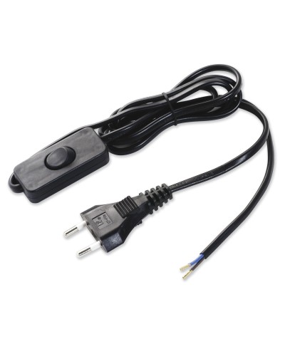 Ferramenta1.com | Pl cavo 1,5 m 2x0,75 c/interruttore nero* - PL 5