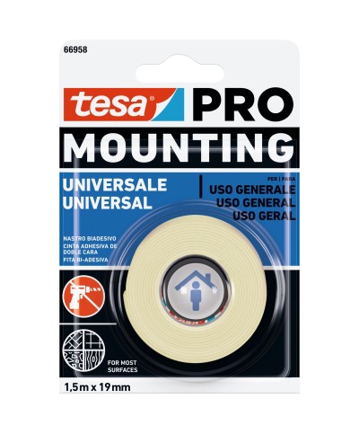 Ferramenta1.com | Nastro biadesivo tesa mounting pro univ 19mmx1,5m - PZ 12