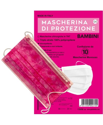 Ferramenta1.com | Mascherina chirurgica bambina col.rosa pz 10 - CF 1