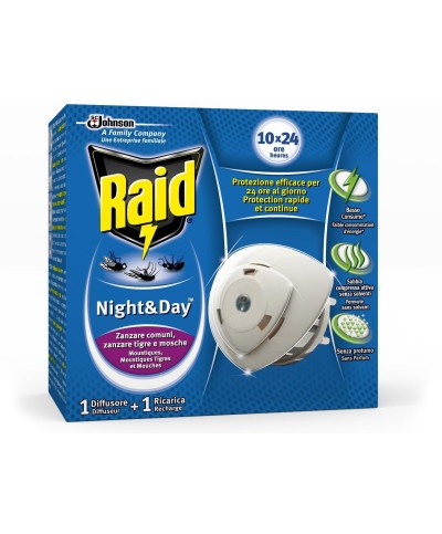 Ferramenta1.com | Antizanzare raid night  day base e 1 ricarica - PZ 12