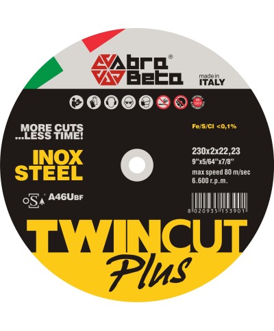 Ferramenta1.com | Abrabeta disco p/ferro twin cut plus 230x2,0 mm - PZ 25