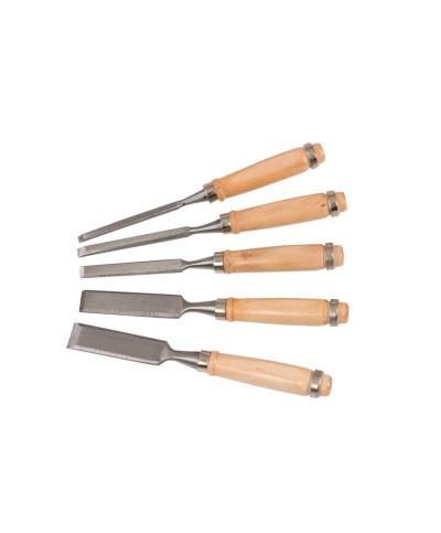 Ferramenta1.com | Conf. 5 scalpelli p/falegname manico legno - CF 1