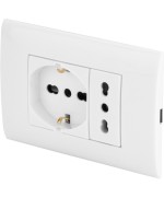 Ferramenta1.com | Polypool pp6094x placca+supp+pr bip+pr bip sch bco - PZ 1
