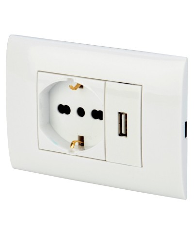 Ferramenta1.com | Polypool pp6096x placca+supp+pr usb+pr bip schu bco - PZ 1