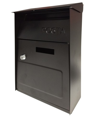Ferramenta1.com | Cassetta postale acciaio 21x9x32,5 cm esterno nero - PZ 1
