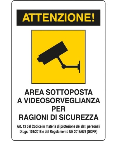 Ferramenta1.com | Targa area sotto videosorvegl. 300x200 alluminio - PZ 10