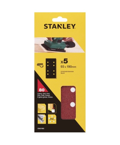 Ferramenta1.com | Piranha stanley sta31582 (x31582) 5 fogli vel. bosch 93x190 gr.80 - CF 1
