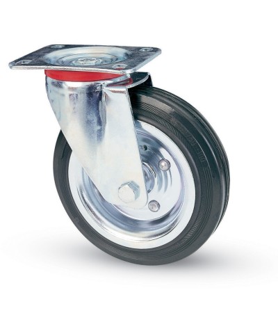 Ferramenta1.com | Ruota industriale d 200 mm gomma 80 piastra gir - PZ 1