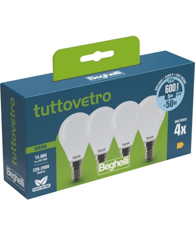 Ferramenta1.com | Beghelli led sfera e14  5w 58058 fredda 6500k set 4 - CF 10