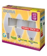 Ferramenta1.com | Led oliva 5,5w e14  470 lm 3000k calda 3 pz - PZ 10