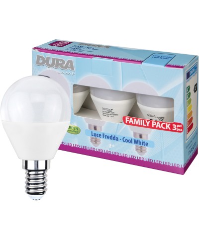 Ferramenta1.com | Led sfera 5,5w e14  490 lm 6500k fredda 3 pz - PZ 10