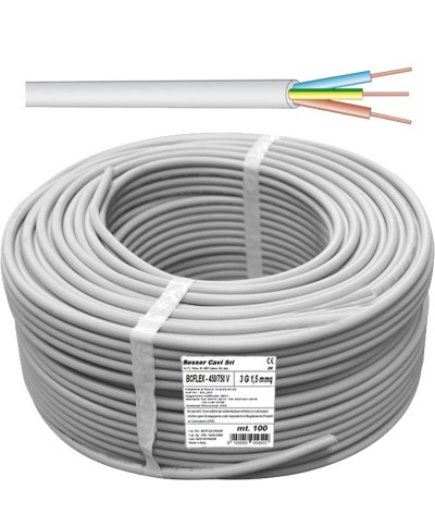 Ferramenta1.com | Cavo elettrico 450/750v sez 3x1,50 mm grigio - MT 100