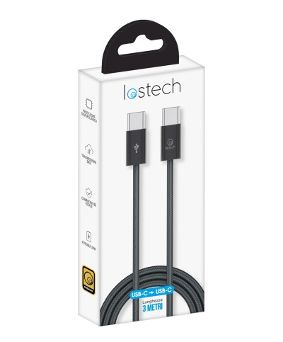 Ferramenta1.com | Cavo usb c / usb c 3,0 m 60w nero - PZ 1