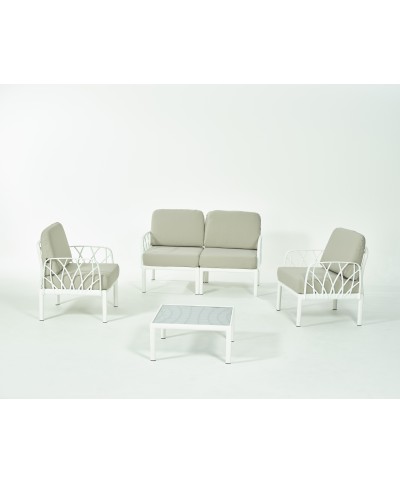 Ferramenta1.com | Salotto garda 4 pz c/cuscini bianco - PZ 1