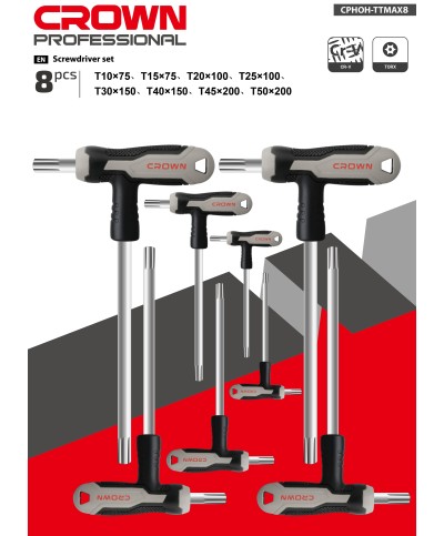 Ferramenta1.com | Crown serie chiave torx  8 pz cphoh-ttmax8 - PZ 1