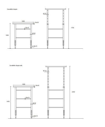 Ferramenta1.com | Cavalletto doppio regolabile 100-170 cm - PZ 1