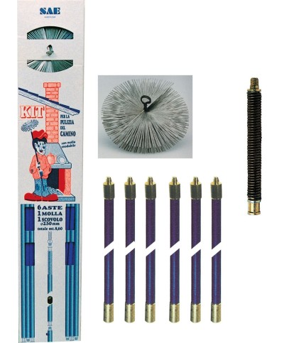 Ferramenta1.com | Kit spazzacamino aste 8,60 m+molla+scovolo d 25 cm - PZ 1