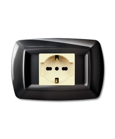 Ferramenta1.com | Tondo placca magic plast 1p schuko nero - PZ 10