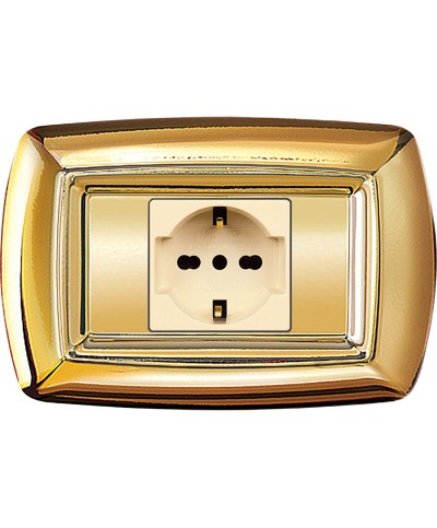 Ferramenta1.com | Tondo placca magic plast 1p schuko oro - PZ 10