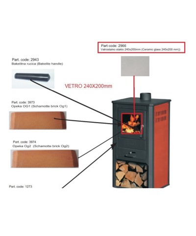 Ferramenta1.com | R vetro x stufa a legna mod. blist b1 - mod.organj lm - PZ 0