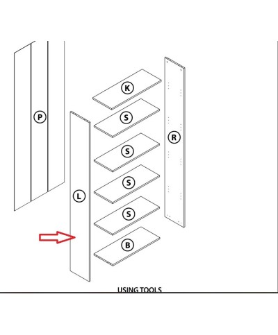 Ferramenta1.com | R l-fianco x kit libreria 4 ripiani rovere gri. cm.l65xh183xd25 - PZ 1
