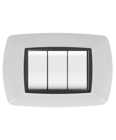 Ferramenta1.com | Placca life living plast bianco 4p cornice nero - PZ 1