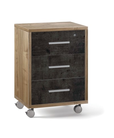 Ferramenta1.com | Ufficio double cassettiera 3c 71x51 cm  noce st/nero - PZ 1