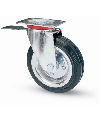 Ferramenta1.com | Ruota industriale d 100 gomma 80bis piastra gir fre - PZ 1