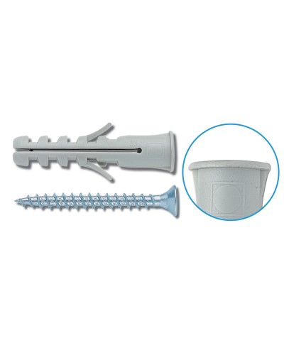 Ferramenta1.com | Tassello con bordo  6x30 mm c/vite scatola 100 pz - CF 1