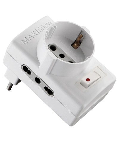 Ferramenta1.com | Adattatore 10/a 2pr bip +1 schuko c/inter sicurez - PZ 1