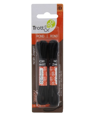 Ferramenta1.com | Lacci p/scarpe tondi 75 cm  2 paia nero - PZ 3