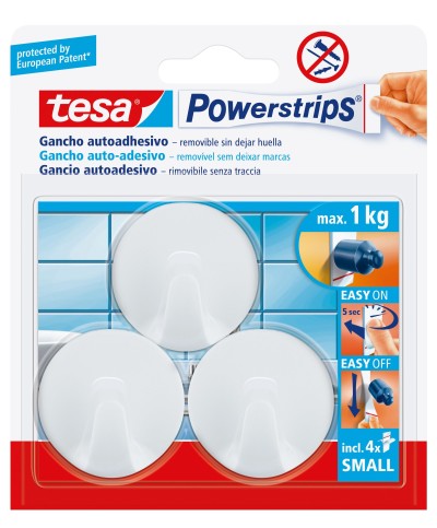 Ferramenta1.com | Gancio adesivo tesa powerstrips tondo bianco 3 pz - CF 6