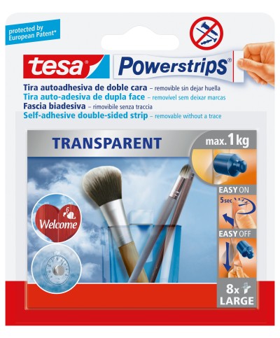 Ferramenta1.com | Tesa powerstrips 8 strisce adesive trasparenti - CF 1