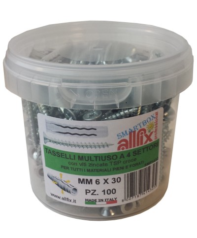 Ferramenta1.com | Allfix 100 tasselli con viti f4 6x30 mm* - CF 1