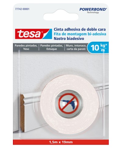 Ferramenta1.com | Nastro biadesivo tesa powerbond intonaco 19mmx1,5m - PZ 10