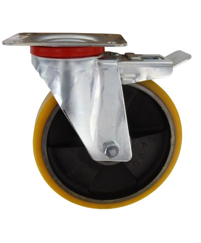 Ferramenta1.com | Ruota poliuretano d 200x40 mm 24/ant girev c/fre - PZ 1