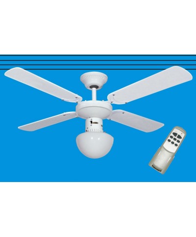 Ferramenta1.com | Ventilatore a soffitto c/telec+luce d 105 bianco - PZ 1