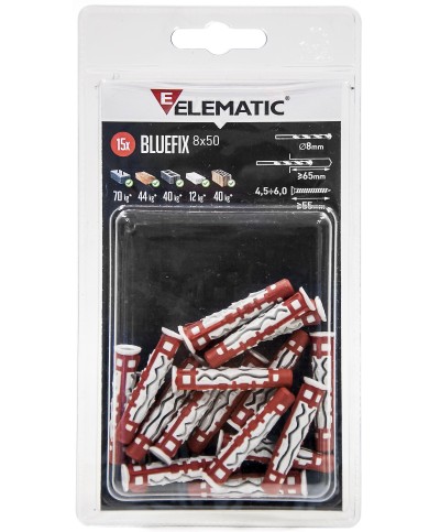 Ferramenta1.com | Elematic blister tassello bluefix 6x35 vite 15+15 pz - CF 10
