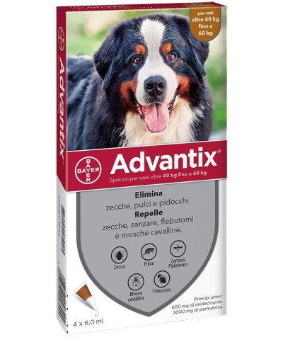 Ferramenta1.com | Bayer advantix spot on 4 pipette cani 40 -60 kg - PZ 1