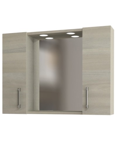 Ferramenta1.com | Specchio da bagno 960 a 2 ante rovere grigio - PZ 1
