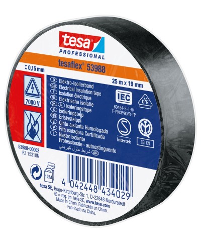 Ferramenta1.com | Nastro isolante certificato nero 19 mm x 25 m - PZ 10