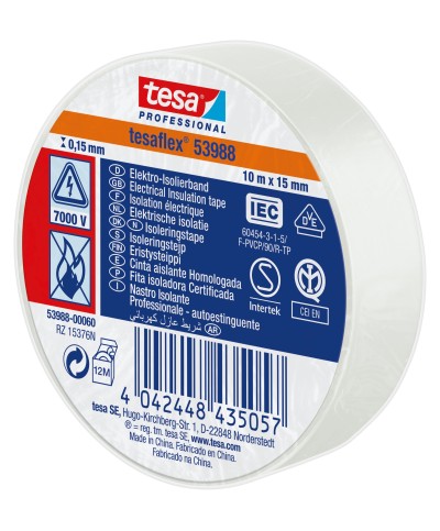 Ferramenta1.com | Nastro isolante certificato bianco 15mm x 10 m - PZ 10