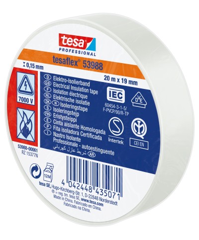 Ferramenta1.com | Nastro isolante certificato bianco 19 mm x 25 m - PZ 10
