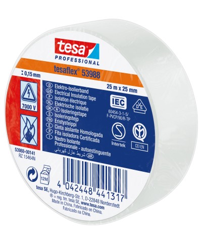 Ferramenta1.com | Nastro isolante certificato bianco 25 mm x 25 m - PZ 10