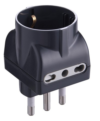 Ferramenta1.com | Adattatore triplo 16a 2pr bip e schuko nero fig.11 - PZ 25