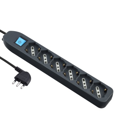 Ferramenta1.com | Multipresa 6p bip/schuko+interr nero fig.4 - PZ 1